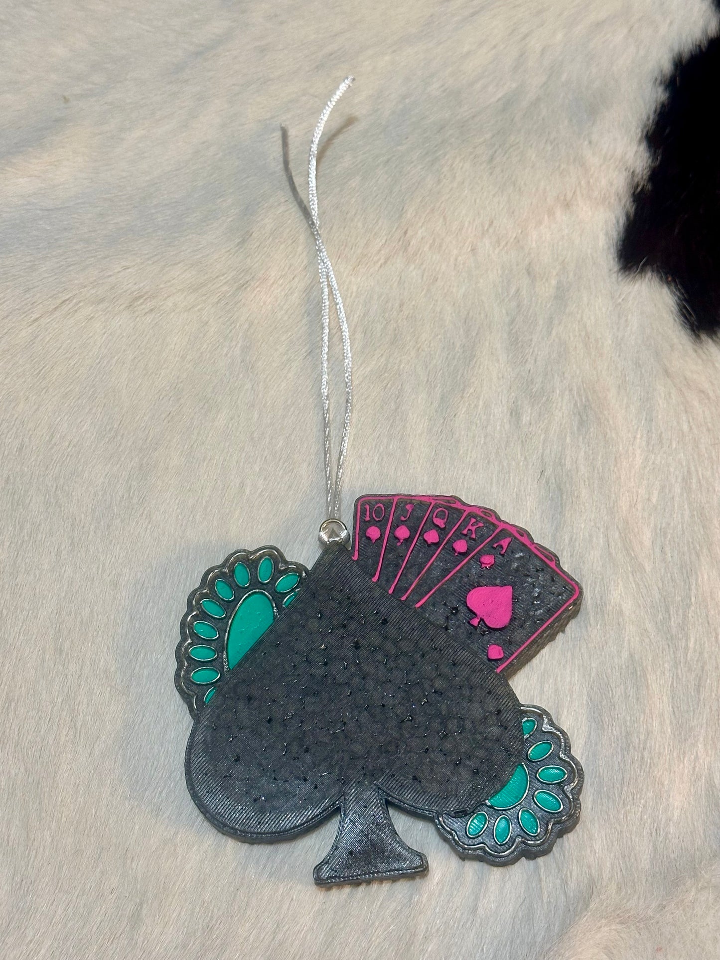 Spade with Cards Freshie (Leather and Lace)