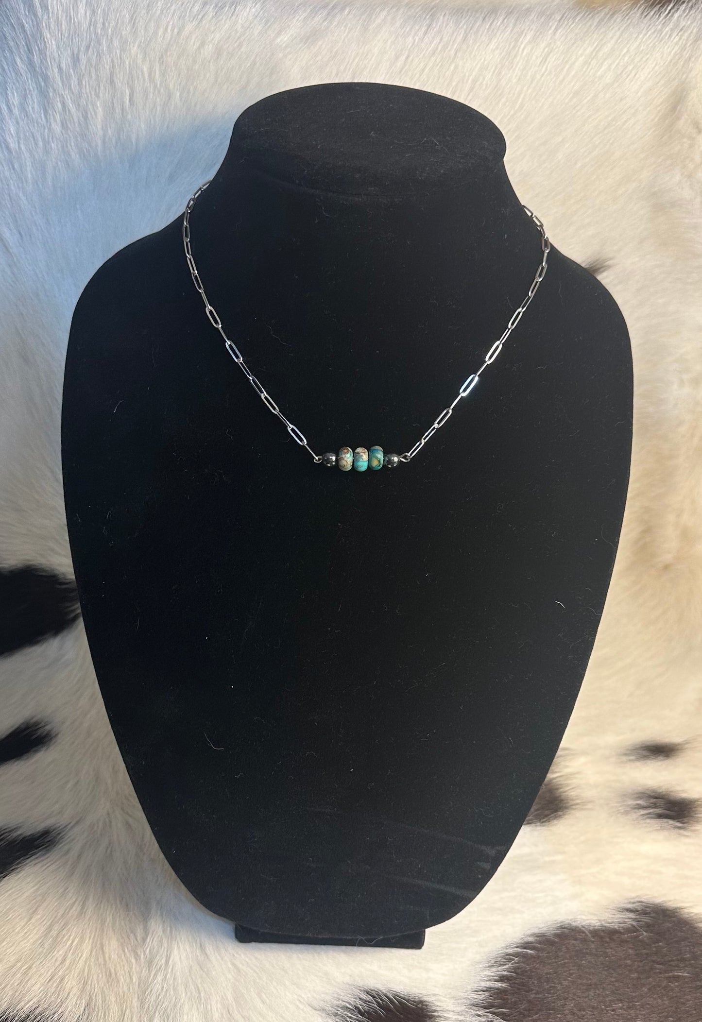 Turquoise Paperclip Chain Necklace