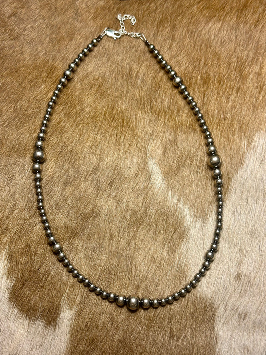 15 inch Graduated Sterling Silver Pearls Choker