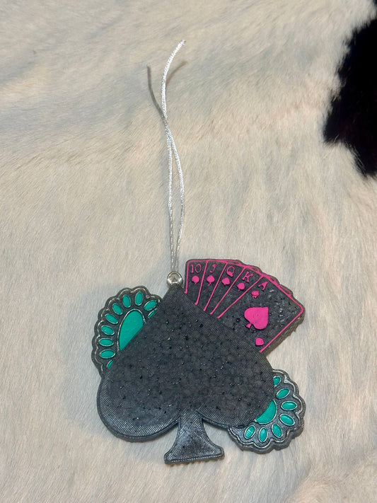 Spade with Cards Freshie (Leather and Lace)