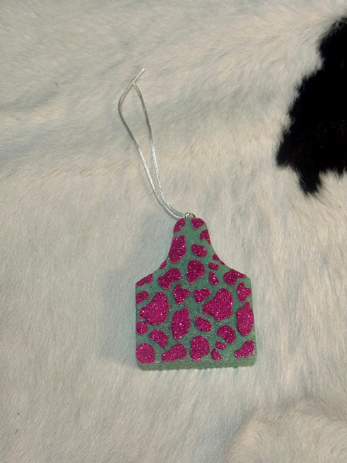 Teal and Pink cow Tag Freshie (Boomshakalaka)